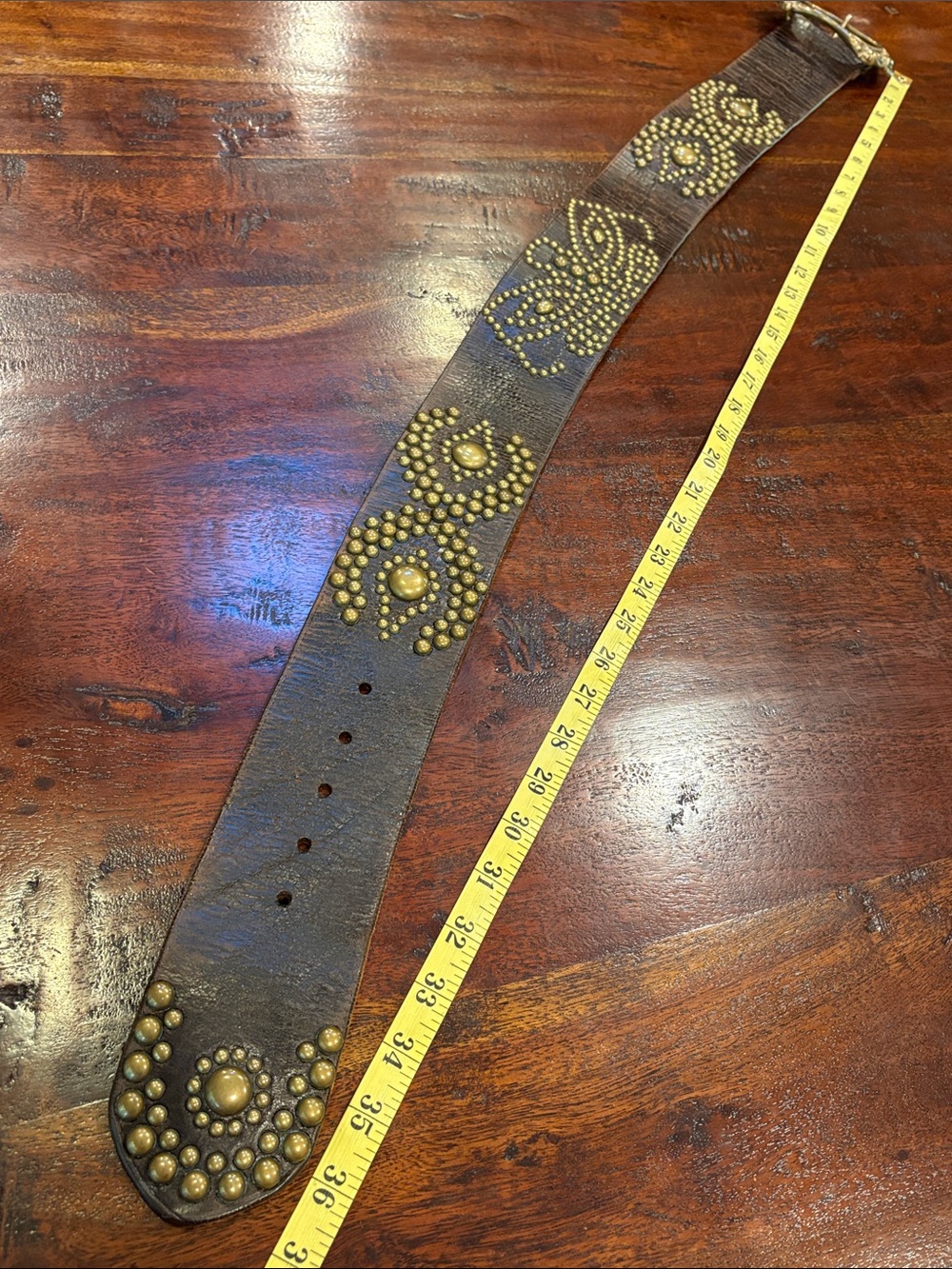 Ralph Lauren Collection Fall 2013 Studded Distressed Wide Leather Belt Small - Picture 15 of 16